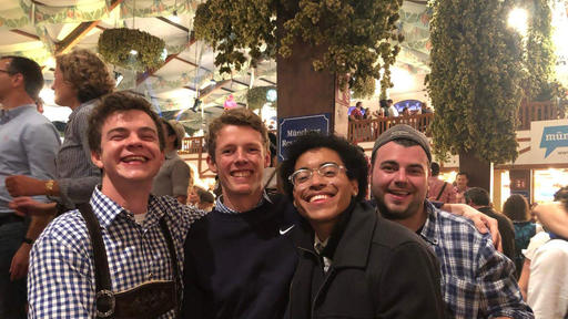 Guilford students including Jameson Lynch take a photo and show off their big smiles while in Munich.