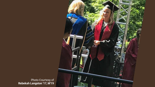 Rebekah Langston receives her Master's in Criminal Justice at Commencement.